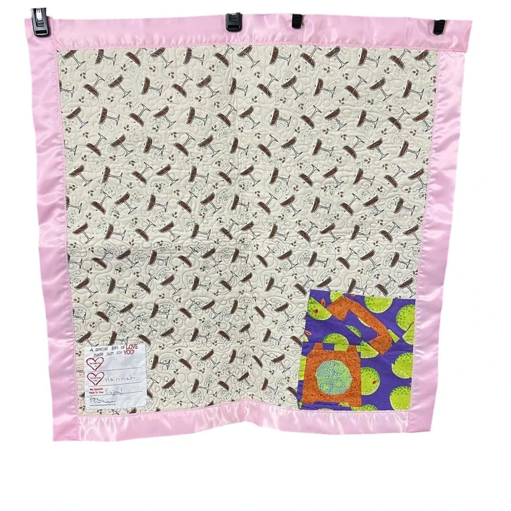Vintage Telephone Quilt 30x30 Pink‎ Border Retro Pop Art Wall Hanging